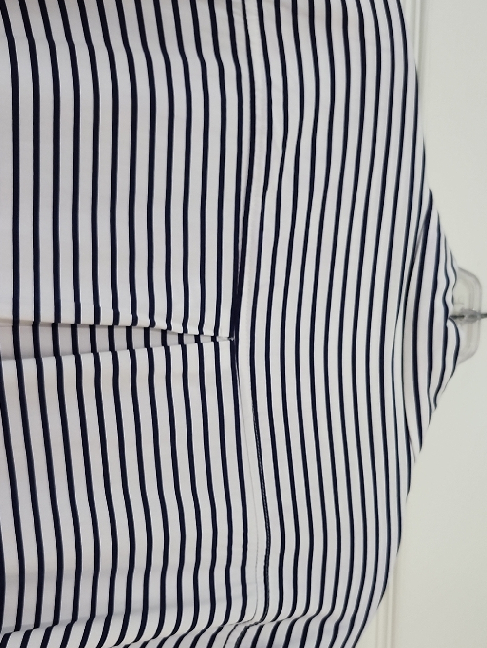 Chicos Size 3 Horizontal Striped Short Sleeve Blouse Navy & White - Picture 3 of 9
